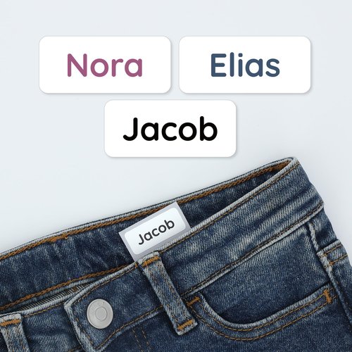 TeddyLabels - Clothing Labels for Nursing Home (60) – Self-Adhesive Name Tags for Clothes and Personal Items. Personalized Labels for Daycare, Nursing Homes, and Laundry Use - White