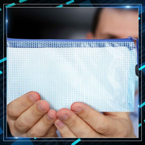 Threlaco 150 Pcs Operation Christmas Bulk Items Mesh Zipper Pouch Bulk 4 x 9 Inch Small Pencil Pouch Waterproof Clear File Bags Plastic Waterproof Document Pouch Multipurpose for School Office Supply