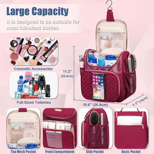 Otevan Large Toiletry Bag - Portable Shower Caddy for Travel | Quick Dry Hanging Bathroom Organizer