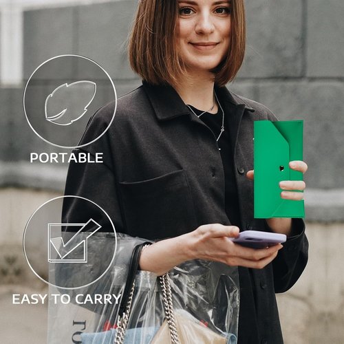 BLMHTWO Cash Wallet - Reusable Leather Envelope for Budgeting & Billing | Light Green