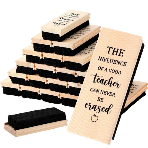 Outus 48 Pcs Teacher Appreciation Gifts Bulk Teacher Chalkboard Eraser Chalk Erasers with Wooden Handle Dustless Dry Chalkboard Cleaner for Classrooms Home Office Supplies Christmas Thank You Gifts