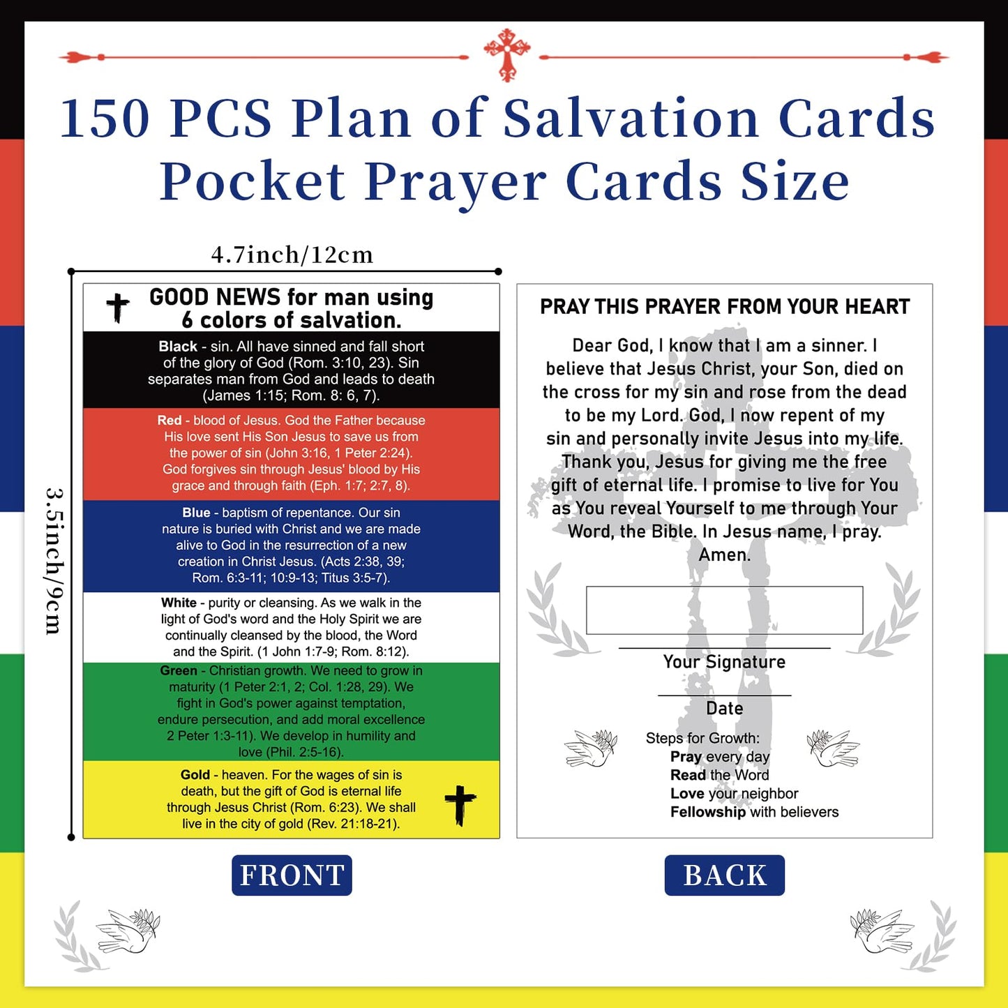 gisgfim 150Pcs Plan of Salvation Cards Bulk Bible Tracts Gospel Tracts Pocket Christian Tracts Prayer Cards Salvation Tract Mini Inspirational Bible Verses Wallet Planner Bookmark for Ministering Tool