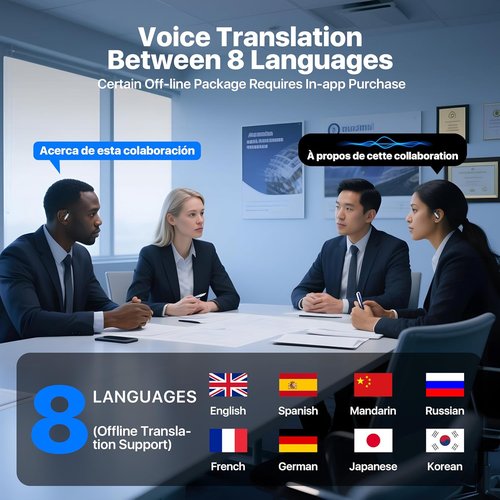 OWS AI Language Translator Earbuds - 4-in-1 Real-Time Translation in 145 Languages | Black