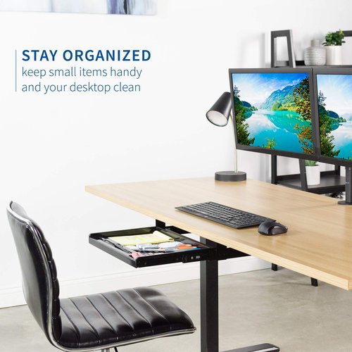VIVO 17 inch Under Desk Slim Slide Out Pencil Drawer, Home Office Storage Organizer Tray, Black, DESK-AC04D