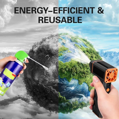 Electric Air Duster Rechargeable 130000RPM Super Power Air Blower Cordless 3 Gear Adjustable Hand Held Blower Turbo Compressed Air Duster Portable Mini Dust Blower for Computer Keyboard House Outdoor