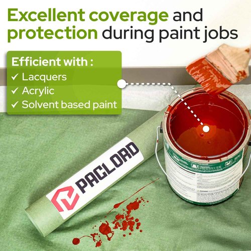 Paclord 12" x 60 Yards (180 feet) Green Masking Paper with Extra Oil Protection for Automotive Painting Industries (Pack of 12) - Made in USA Masking Paper for Painting Cars, Protection from Splatter