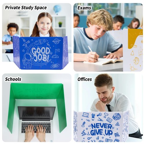 24 Pack Privacy Folders for Students, Plastic Testing Dividers for Classroom Durable Privacy Shields Board for Student Desks Teacher Must Haves, Includes 24 Pcs Labels
