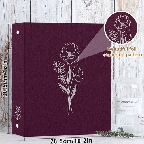 Lanpn Aesthetic 3 Ring Binder 6 Packs, Linen Hardcover 1 inch Round Rings Folder Holder Planner Fits Letter Size 8.5” x 11" Paper for Office School Journaling Collections (Purple)