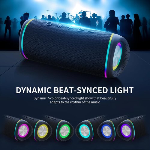 IHE Bluetooth Speaker with HD Sound, Portable Wireless, IPX5 Waterproof, Up to 20H Playtime, TWS Pairing, Bluetooth 5.3, for Home, Party, Beach, Outdoor, Electronic Gadgets, Birthday Gift (Black)