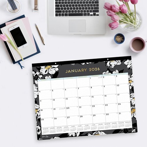 2026 Blue Sky Monthly Desk Pad Calendar, 22" x 17", Baccara Dark, January To December, 110215