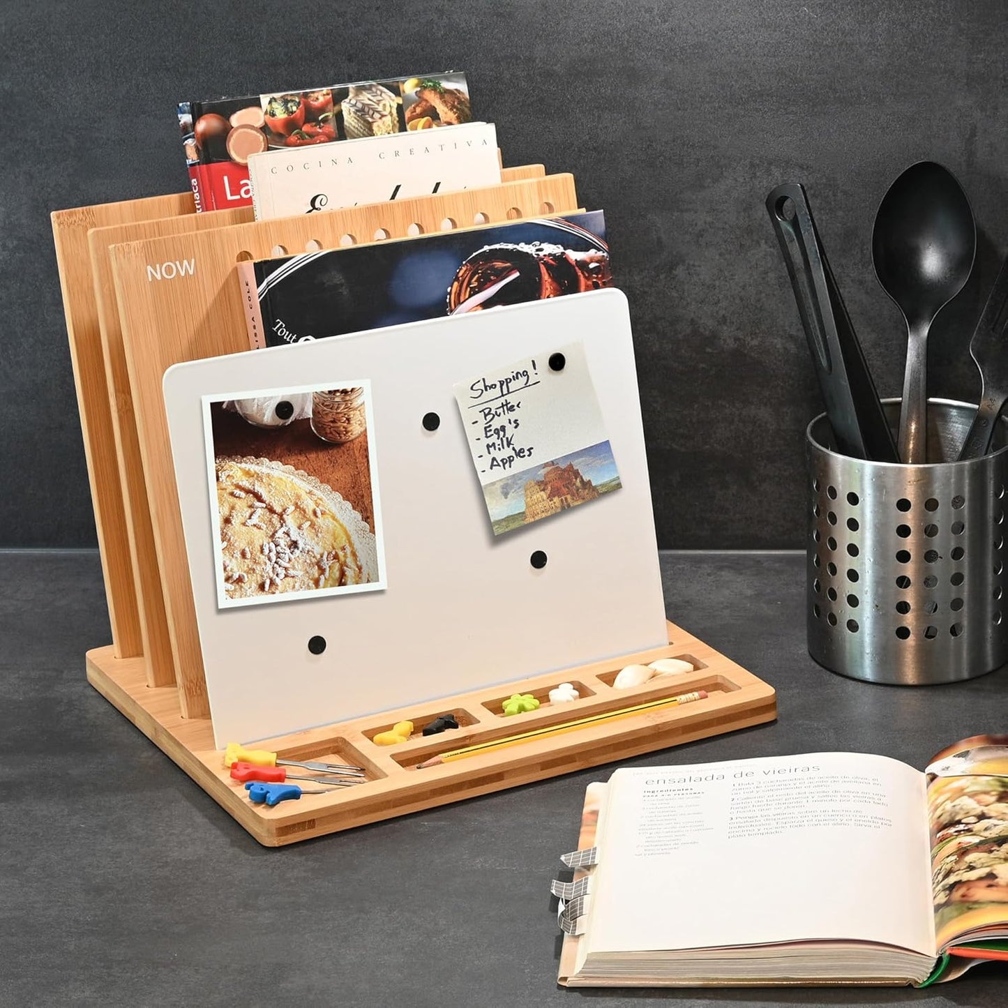 Bamboo Wood Desk Organizer - 3-Tier File Holder & Mail Organizer | Non-Slip Design for Easy Assembly