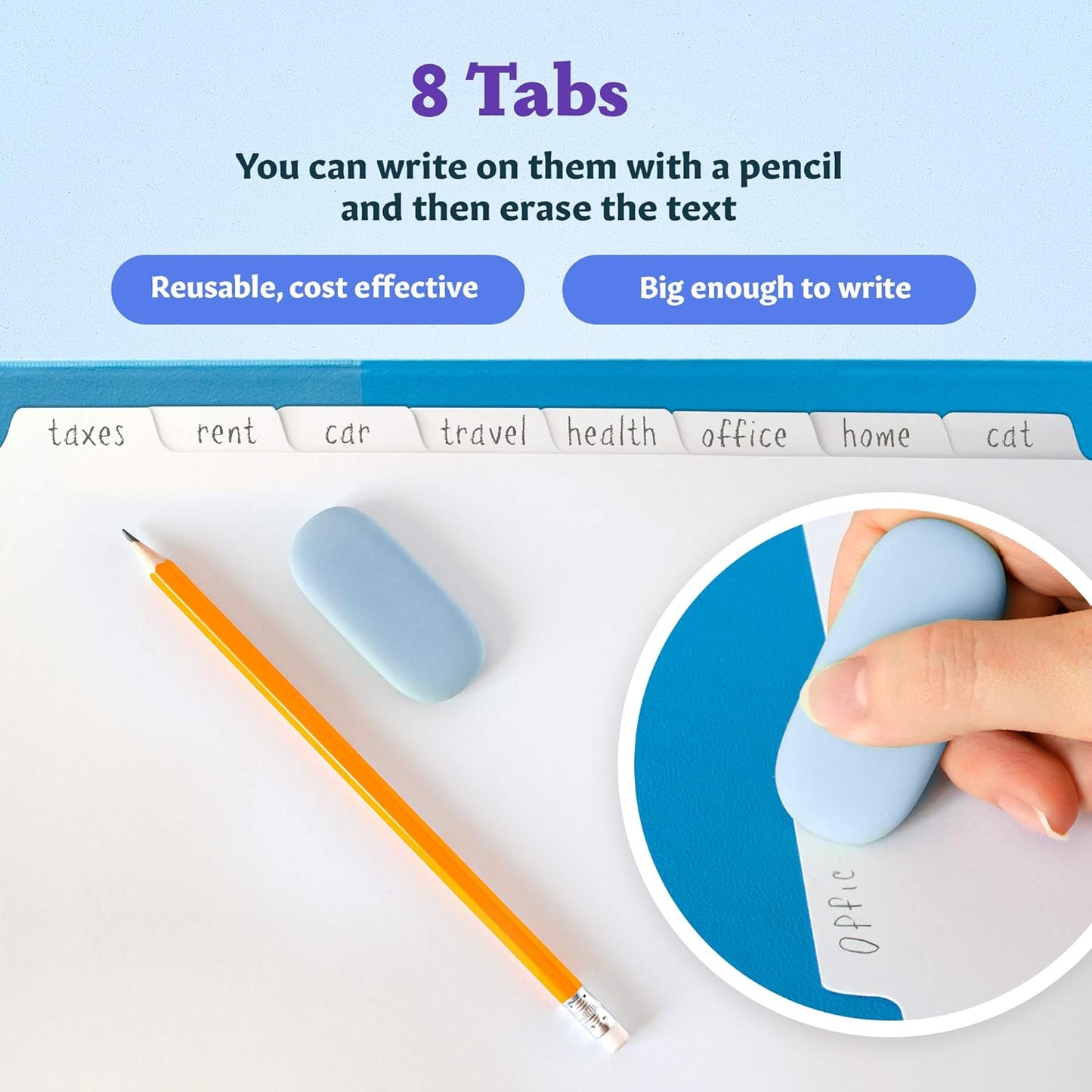 Binder Dividers with Tabs by [Brand Name] - Set of 12 Reinforced 8-Tab Dividers for 3 Ring Binders, White | Organize Documents Neatly