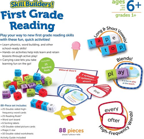 Learning Resources Skill Builders 1st Grade Reading Set - 88 Pieces for Ages 6+ | Engaging Homeschool & Classroom Learning Materials