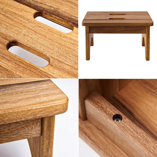 Wooden Step Stool, One Step Stools for Adults, 9'' Small Kitchen Stepping Stool,Heavy Duty Beside Step Stools for High Beds, Bedroom Foot Stool