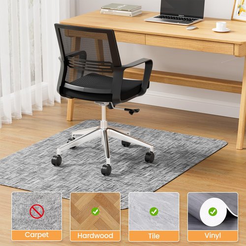 Yecaye Office Chair Mat for Hardwood Floor,45" x 53" Under Computer Desk Floor Protects for Rolling Chair,Non Slip PVC Woven Gaming Chair Mat,Not for Carpet (Lightgrey, 45" x 53")