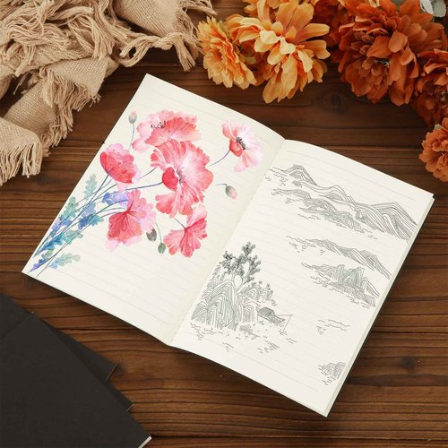 MIVIDE 50 Pack A5 Kraft Notebooks, Black Cover Journal Bulk Pack 8.3 x 5.5 inch Notebooks 60 Pages, Lined Travel Notebooks for Writing, Making Plans, School Office Supplies