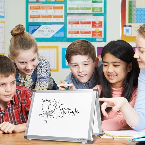 TSJ OFFICE Small White Board - 12 x 16 Inches 4 Sides Portable Whiteboard Mini Foldable Magnetic Desktop Easel for Students, Tabletop Memo with 4 Hooks for Wall Hanging Office, School, Home