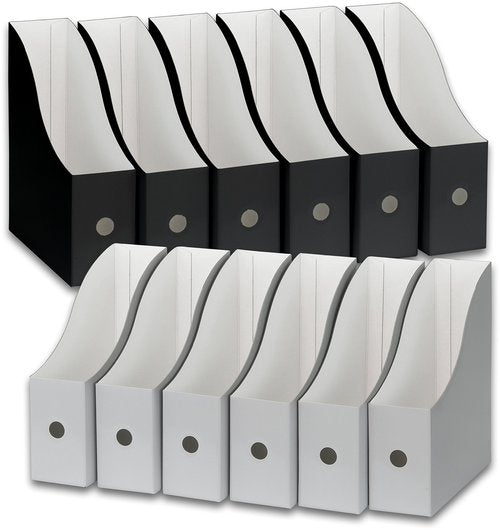 Simple Houseware 12-Pack Magazine File Holder Box, Foldable Cardboard Organizer, Black