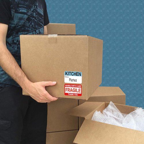 Regine Switzerland 600 Count Large Home Moving Packing Box Labels - Color Coded & Writable Notes Areas for 3-4 Bedroom House