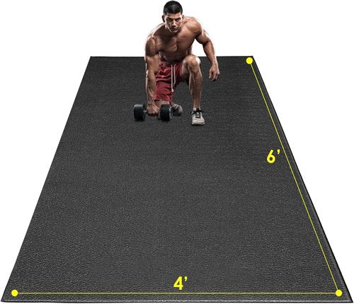 Large Exercise Mat - Extra Durable High-Density Workout Mats for Home Gym | Non-Slip, Shoe-Friendly, 8' x 6'