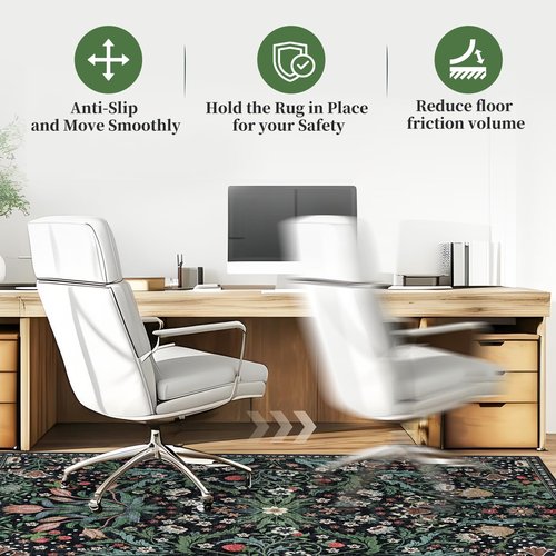 Office Chair Mat for Hardwood Floor & Tile Floor,48"X 60" Heavy Duty Desk Chair Mat for Hard Floors, Under Desk Rug for Rolling Computer Chair,Anti Slip,Low Pile Carpet Floor Protector-Green Grass