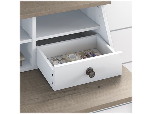 Bush Furniture Mayfield Desktop Organizer in Pure White and Shiplap Gray | Storage for Home Office Workspace