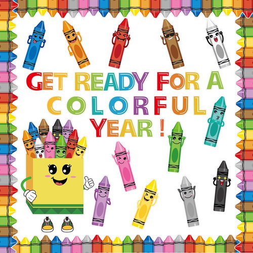 69 Pcs Crayon Bulletin Board Decorations for Classroom,Back to School Crayon Theme Classroom Decor with Border Trims Crayons Name Tags for School Classroom Door Home Wall Decorations