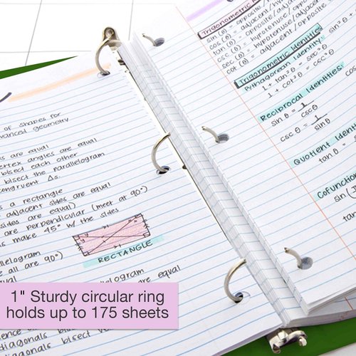 BAZIC Products 3 Ring Binder 1" Economy View Binders Organizer - Green, Round Ring, Hold 175 Sheets Paper, for School Office Home, 12-Count