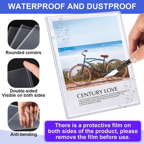 Teling 100 Pcs 8 1/2" x 11" Rigid Print Protectors Clear Rigid Sleeve Plastic Paper Page Protectors Clear Sheet Cover Photo Plastic Sleeve Hard Document Holder Birth Certificate Cover