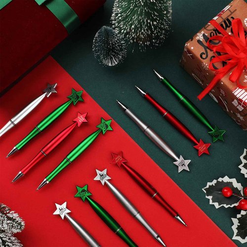 Cholemy 150 Pcs Christmas Ballpoint Pen with Star Holiday Pen Bulk Christmas Gifts Believe Pens 1.0 mm Black Ink Ballpoint Pens for Kid Adults Xmas Party Student School Office Home Supplies