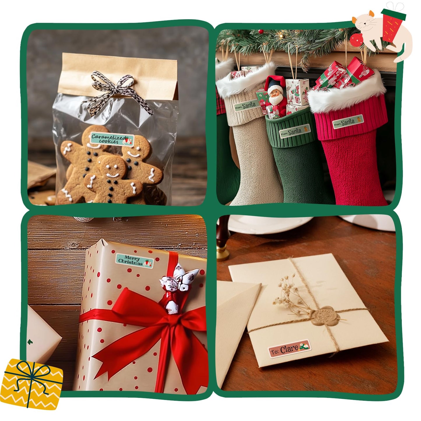 NIIMBOT Christmas Labels for D110/D11/D101 Label Maker,14 x 50 mm (0.55'' x 1.97''), Thermal Label Tape for Christmas Home Office Labeling, Meowy Xmas Pattern