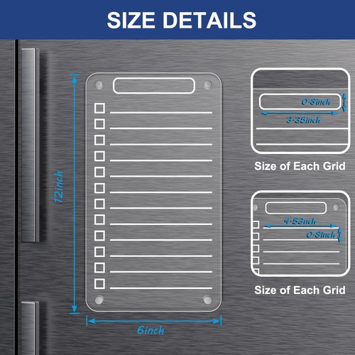 2 Pcs Acrylic Magnetic Dry Erase Board for Fridge, 12"X6" Clear Magnetic to Do List White Board, Acrylic Dry Erase to Do List for Refrigerator, Magnet Whiteboard with 6 Markers