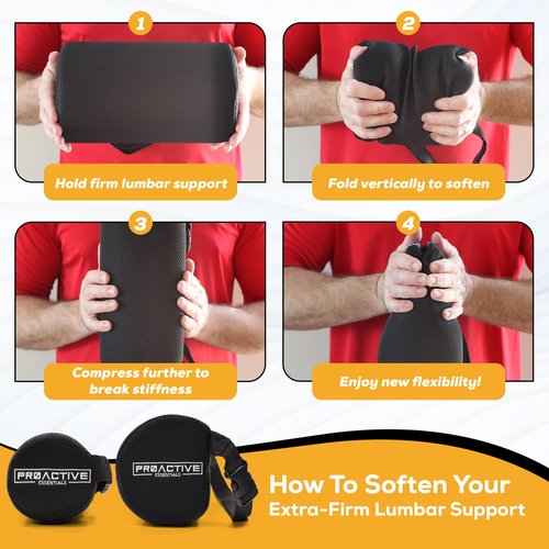 Proactive Essentials Lower Back Lumbar Support, High-Density Foam Cushion, Lower Back Pain Relief. Perfect for Office Chair, Dining Chair & Computer Chair. Portable, Light Weight & Comfortable.