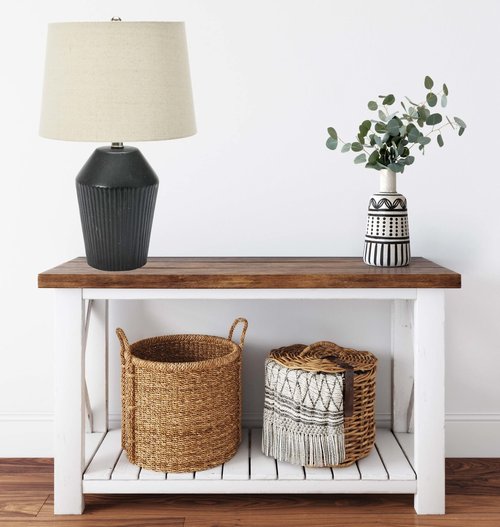 Creative Co-Op Round Stoneware Desk Lamp