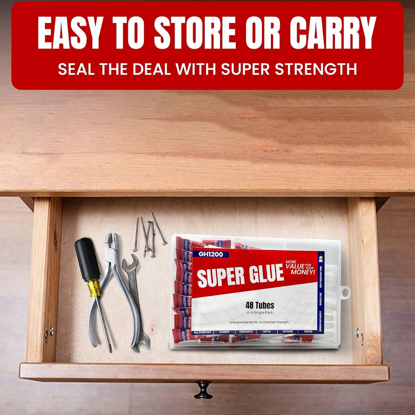1 Gram (Pack of 24) Single Use Super Glue All Purpose - Superglue - Ca Glue Thick & Strong Adhesive for DIY Craft, Ceramics, Frame, Leather, Metal Etc