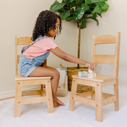 Melissa & Doug Wooden Chairs - Set of 2 Blonde Playroom Furniture for Kids