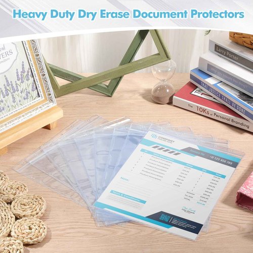 Outus 30 Pcs 8.5" x 11" Job Ticket Holders Page Protectors Waterproof Document Holder Heavy Duty Dry Erase Pocket for Documents, Photos, and Wall Sign Display