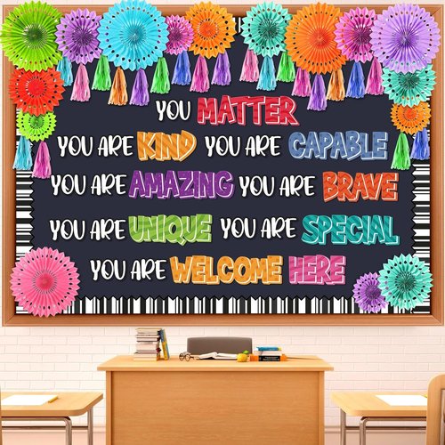 Qilery Motivational Bulletin Board Set - 70 Pcs Inspirational Classroom Decor for Back to School