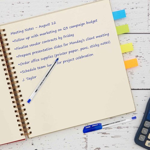 PENSAN Blue Ballpoint Pens,1.0 mm Medium Point, Blue Pens, Ergonomic Triangle Grip, Smooth Writing, 300-Count Pack of Bulk Pens
