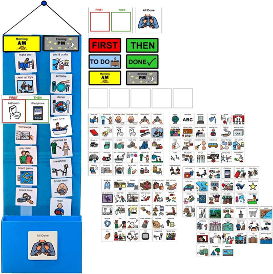 Visual Schedule for Kids - 133 Durable Picture Cards with Soft Loop Coins | Daily Routine & Chore Chart for Autism & ADHD Support