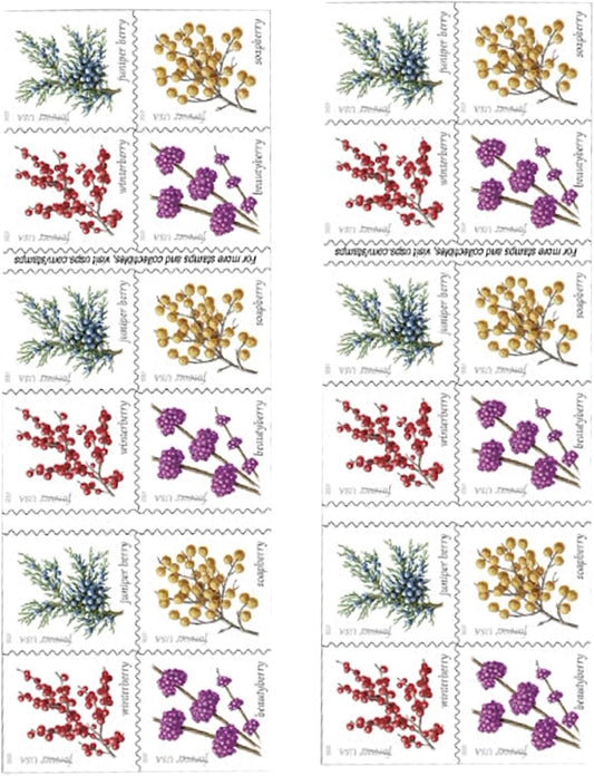 Winter Berries First Class Forever Postage Stamps - 40 Wedding & Engagement Stamps