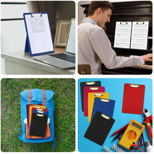 ReliThick 6 Pcs Magnetic Standing Clipboard Paper Holder Stand PU Leather Desktop Document Holder Foldable Clip Board with Magnetic Back and Metal Clip for Drawing Painting Desk Office