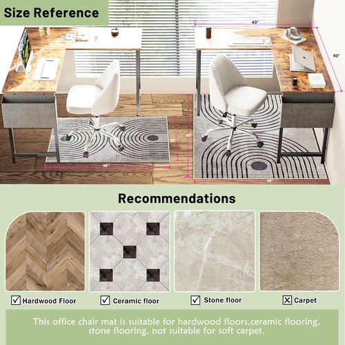 Office Chair Mat, Geometric Desk Chair Mat for Hardwood Floor, 48"x60" Floor Mat for Office Chair, No Slipping Modern Computer Chair Mat, Floors Protector for Office Home Work Game Rolling Chairs