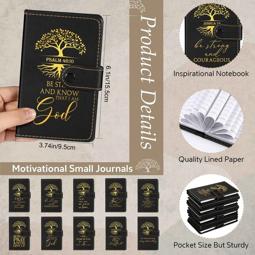 Spakon 20 Sets Christian Gifts Bulk Church Leather Notebook with Pen Pastor Appreciation Gifts Clergy Sunday School Teacher Prayer Journal Religious Bible Study Supplies (English Tree of Life)
