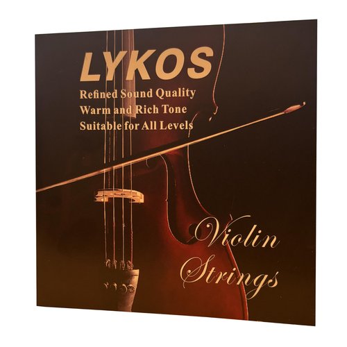 Lykos 2 Pack Full Set Violin Strings G-D-A-E Universal Violin Strings For 4/4 3/4 1/2 1/4 Violins Stainless Core and Almag Wound Premium Quality for All Levels