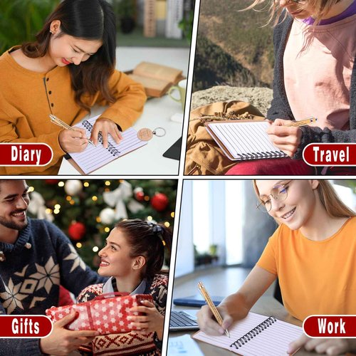 60 Pcs Employee Appreciation Gifts Inspirational Spiral Notebooks with Sticky Notes Notepads Encouragement Bamboo Pens Bulk Wooden Motivational Keychains for Coworkers Teacher
