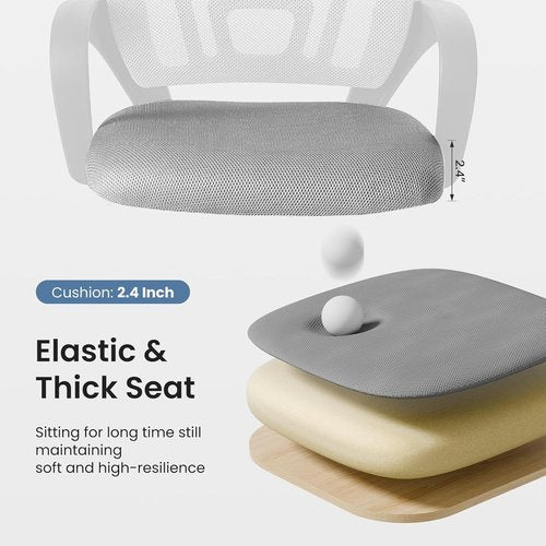 DUMOS Ergonomic Home Office Chair - Mid Back Mesh Design with Lumbar Support & Rocking Mode | Height Adjustable, Grey