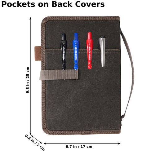 Field Journal Notebook A5 Planner Cover, Travel Journal for Men & Women A5 Travelers Notebook Cover, Water Resistant Waxed Canvas A5 Cover with Pen Holder, Included 5.8" x 8.3" Refillable Field Book