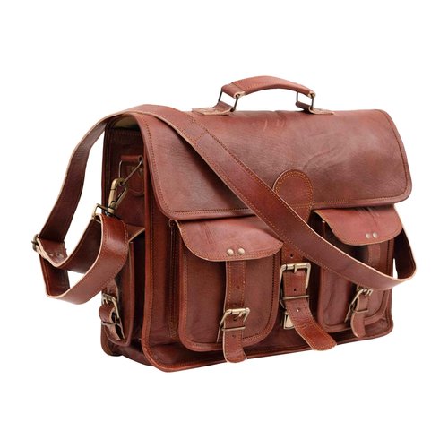 Handmade Leather Messenger Laptop Computer Satchel Distressed Bag (13" X 18") Stylish Backpack and Briefcase Bag for Men (PATTERN 2)