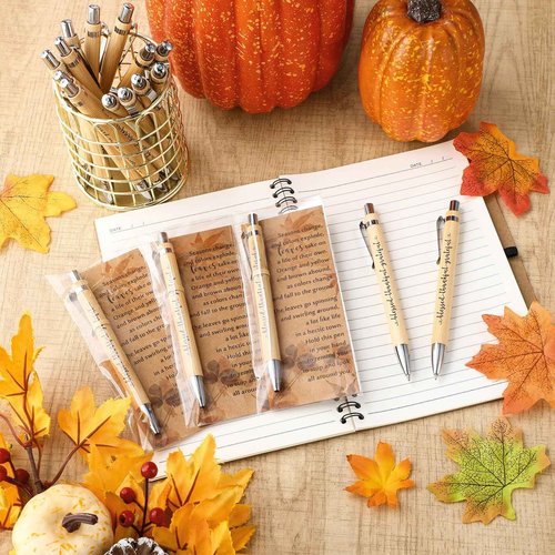 Epakh 50 Sets Thanksgiving Gifts Bulk, Fall Pens with Greeting Cards, Fall Party Favors for Adults, Friendsgiving Party Favors, Thanksgiving Gifts for Coworker, Teacher, Employee, Office (Retro)